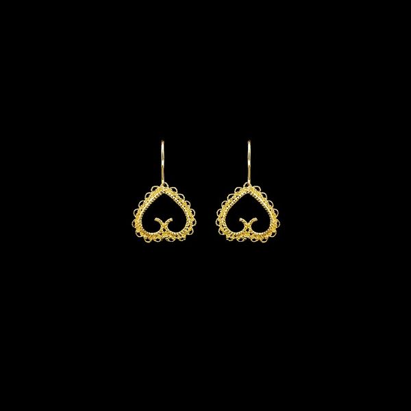 Earrings Silver Golg plated Heart "Embroidery Filigree"