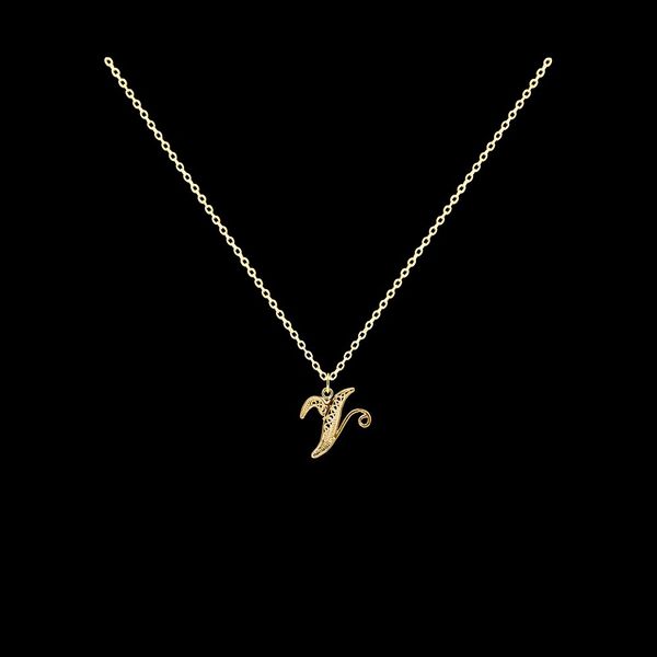 Necklace Letter V silver gold plated