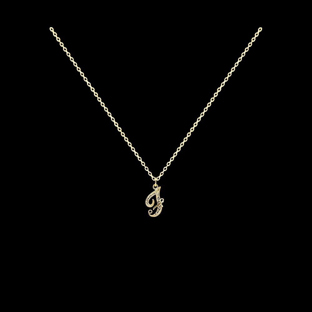 Fio com Letra F em Filigrana.