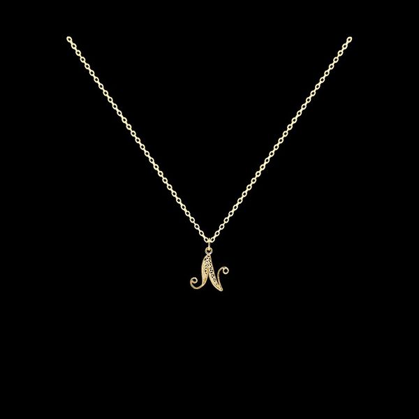 Necklace Letter N silver gold plated