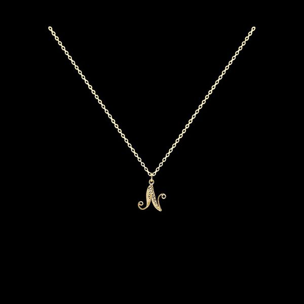 Necklace Letter N silver gold plated