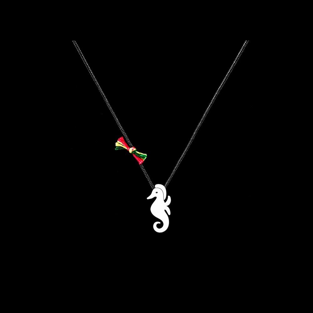 Cotton Necklace with Sea Horse.