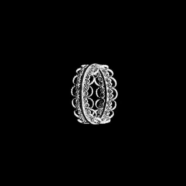 Ring Embroidery Filigree design in Silver Gold plated