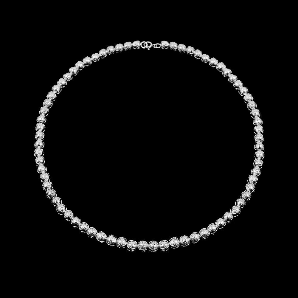 Necklace Viana Beads Portuguese Filigree, 6mm in Silver