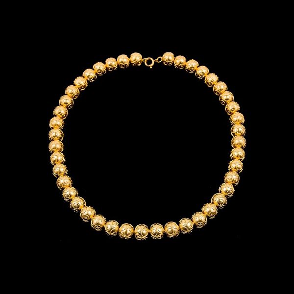 Necklace Viana Beads Portuguese Filigree, 10mm, Silver Gold plated