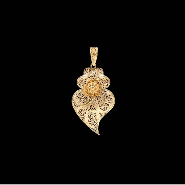 Medalha Coração de Viana de 4 cm Premium Prata Dourada