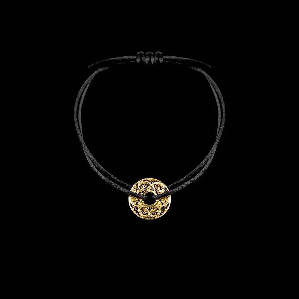 Pulseira de cetim e Prata Dourada 