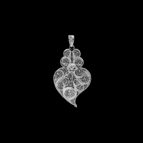 Medal Viana's Heart Portuguese Filigree 6cm Silver