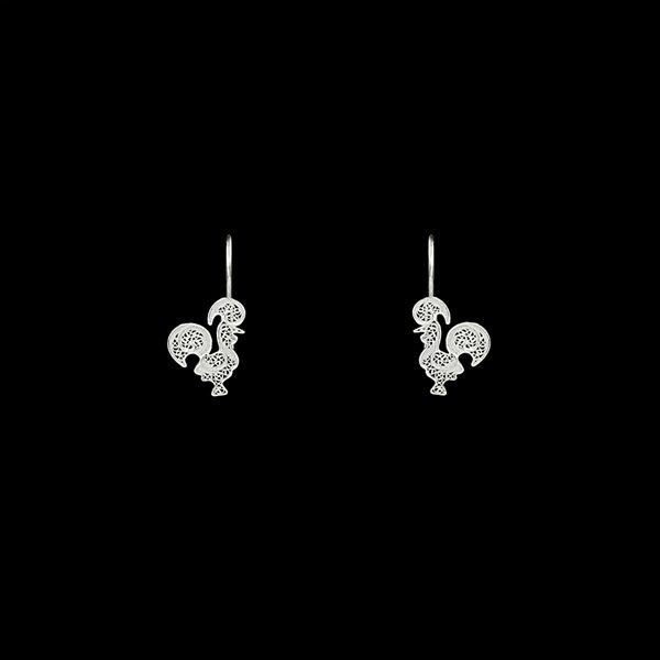 Cock Earrings in Silver