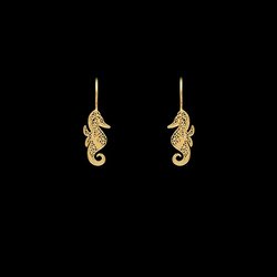 Sea Horse Earrings in Silver Gold Plated