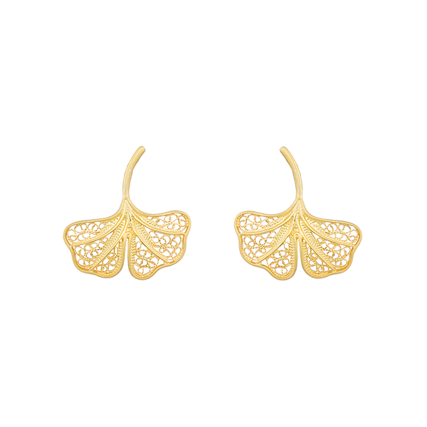 Earrings "Ginkgo Biloba" in Silver Gold plated.