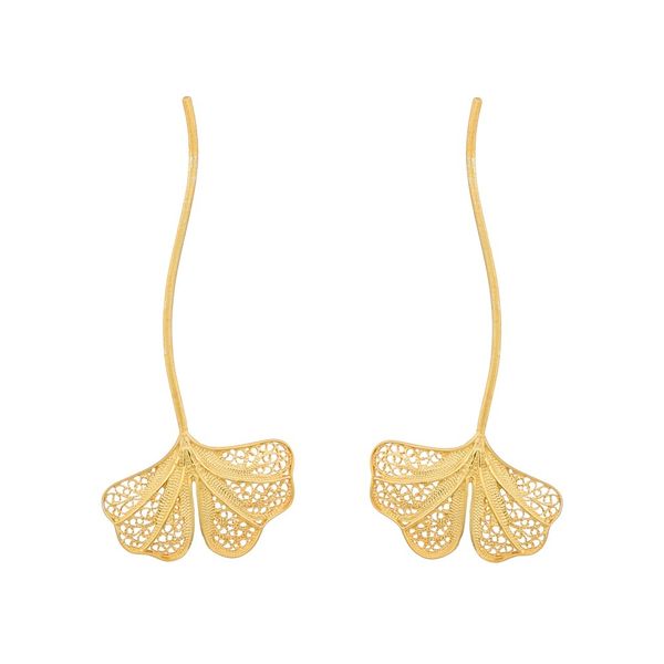 Earrings in Silver Gold plated "Ginkgo Biloba".