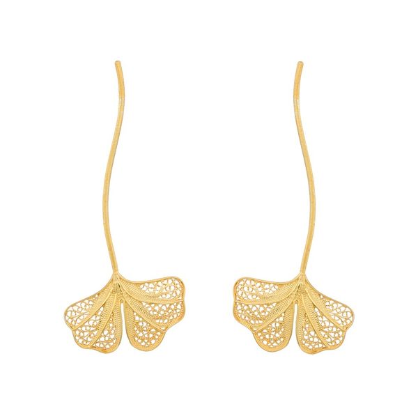 Earrings in Silver Gold plated "Ginkgo Biloba".