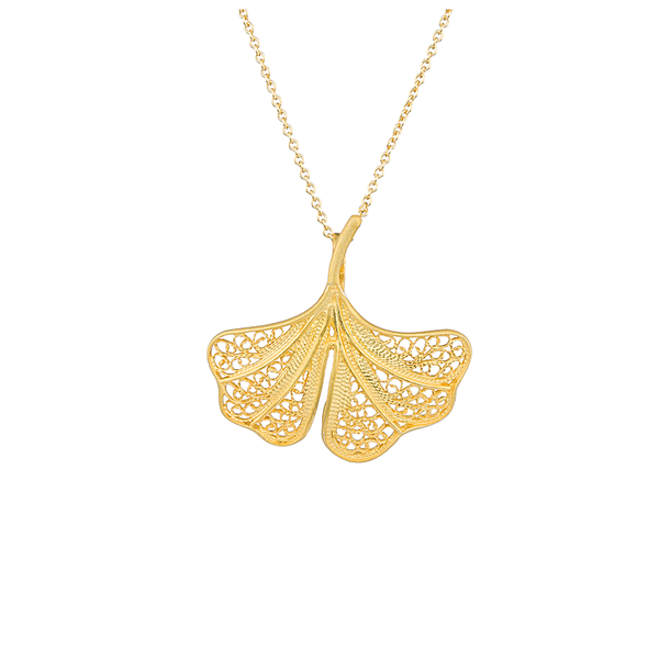 Necklace "Ginkgo Biloba" in Silver Gold plated