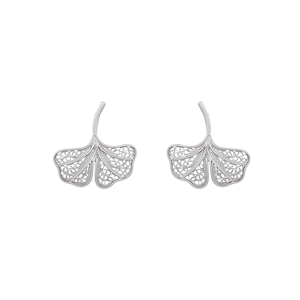 Earrings "Ginkgo Biloba" in Silver.