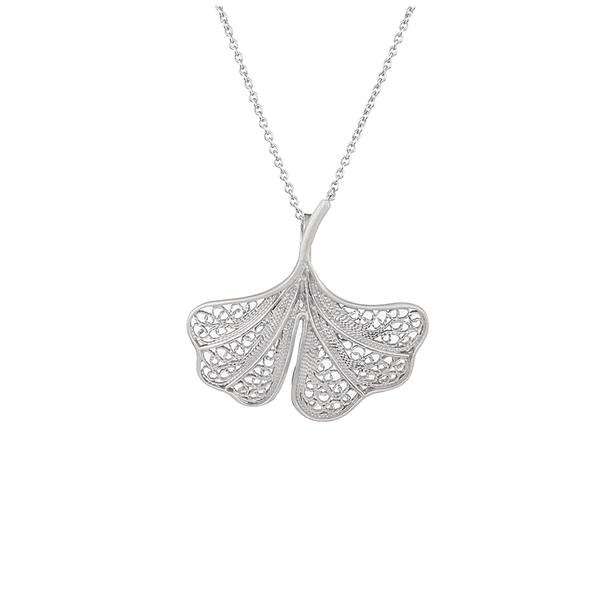 Necklace "Ginkgo Biloba"in Silver