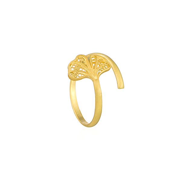 Ring "Ginkgo Biloba" in Silver Gold Plated