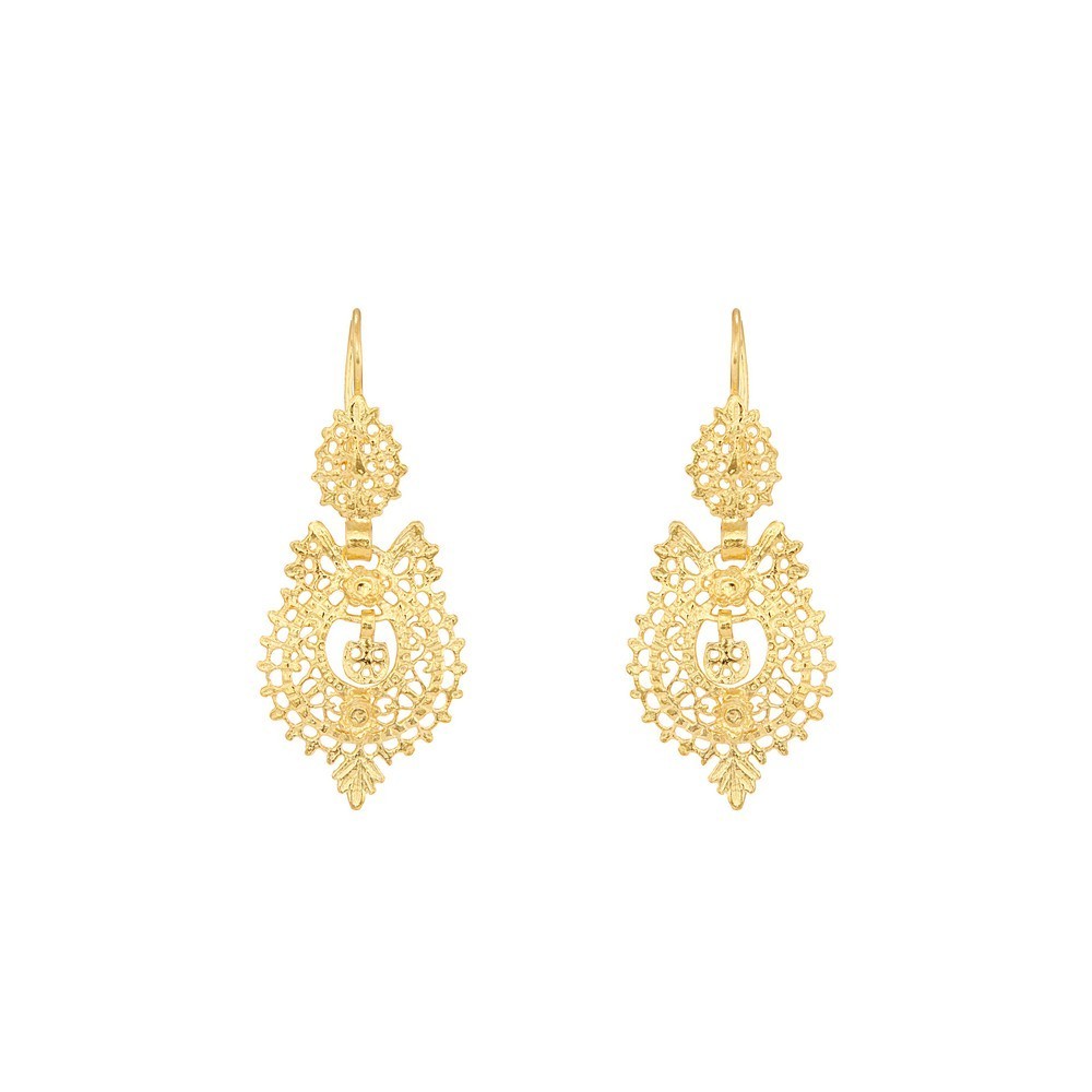 Earrings Queen Portuguese Filigree 3cm Silver Gold plated