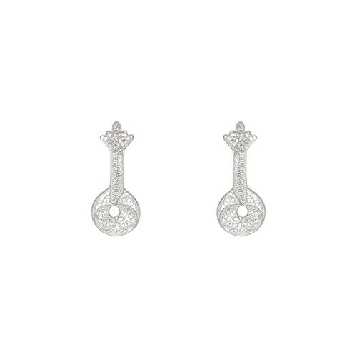 Portuguese Guitar Earrings in Silver