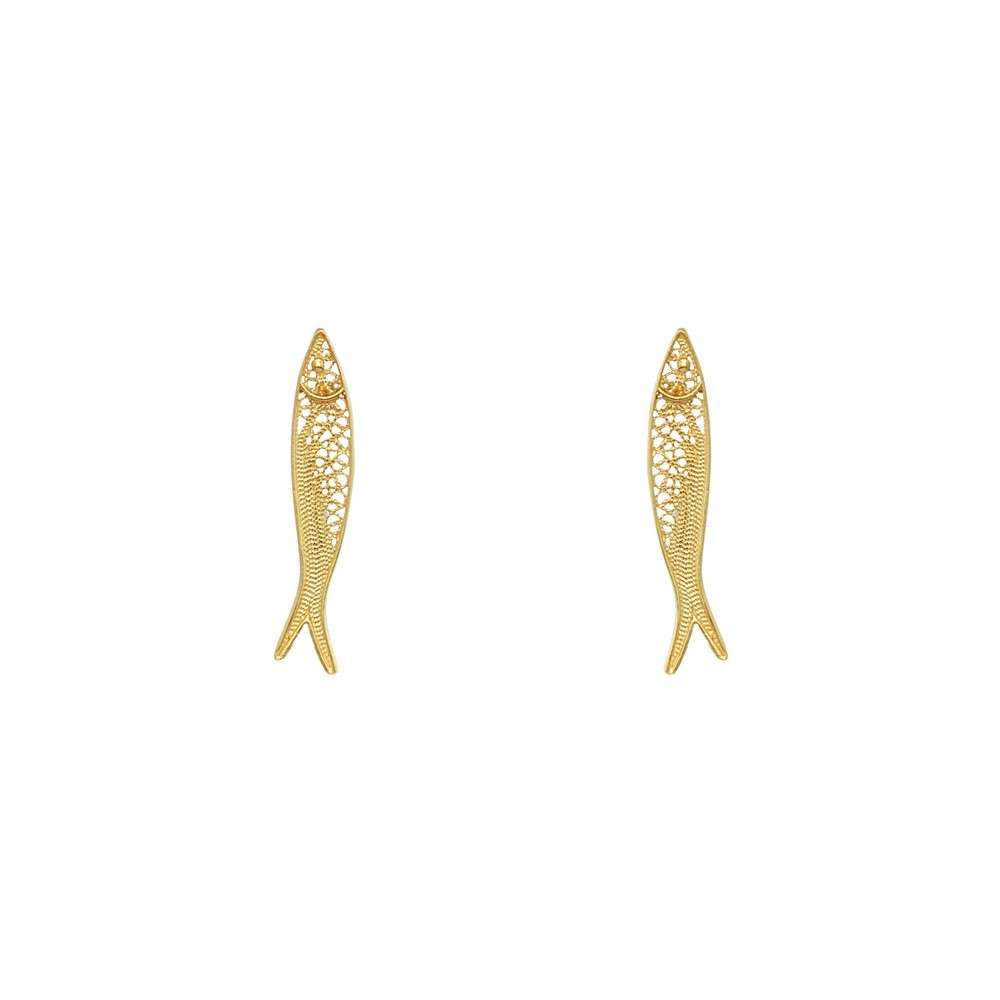 Sardine Fish Earrings in Silver Gold Plated