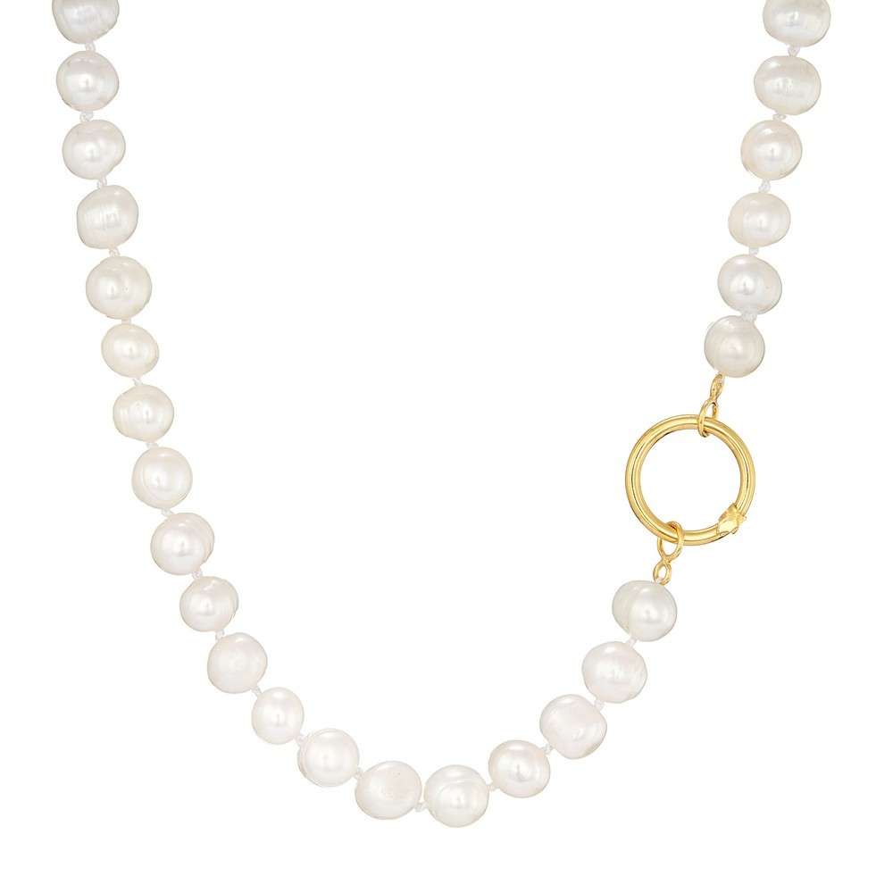 Colar de Pérolas com Fecho Argola Prata Dourada