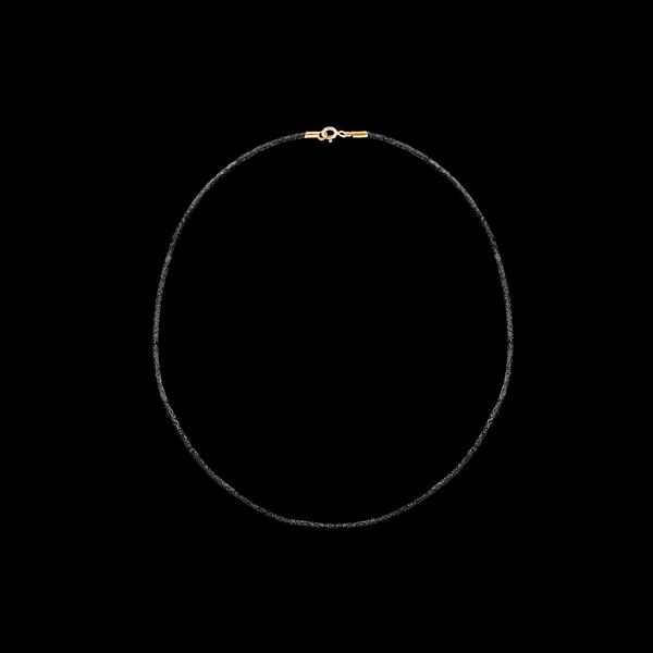 Black Satin necklace with clasp Sterling Silver gold plated.