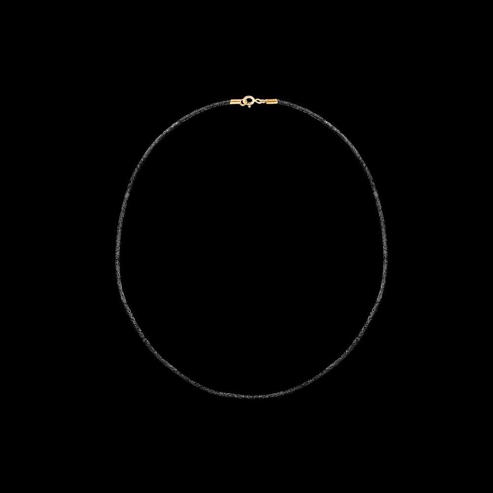 Black Satin necklace with clasp Sterling Silver gold plated.