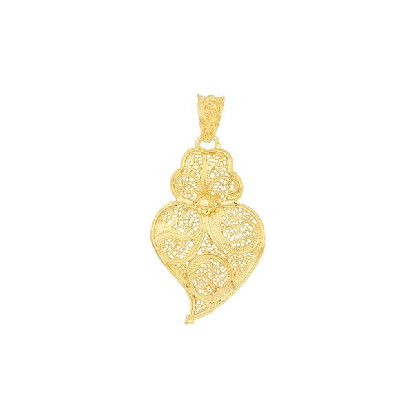 Medal Viana's Heart Portuguese Filigree of 5cm Silver Gold plated