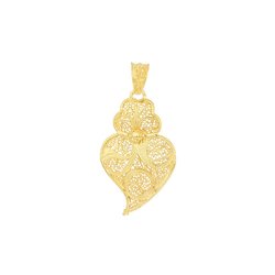 Medal Viana's Heart Portuguese Filigree of 5cm Silver Gold plated