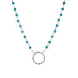 Charms Necklace Turquoise with Hoop in Silver