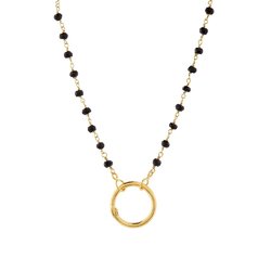 Charms Necklace Onix with Hoop in Silver Gold plated