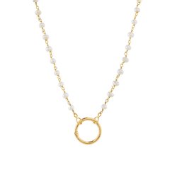 Charms Necklace Pearls with Hoop in Silver Gold plated