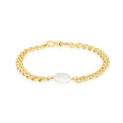Bracelet Silver Gold Plated in Curb Chain and Pearl