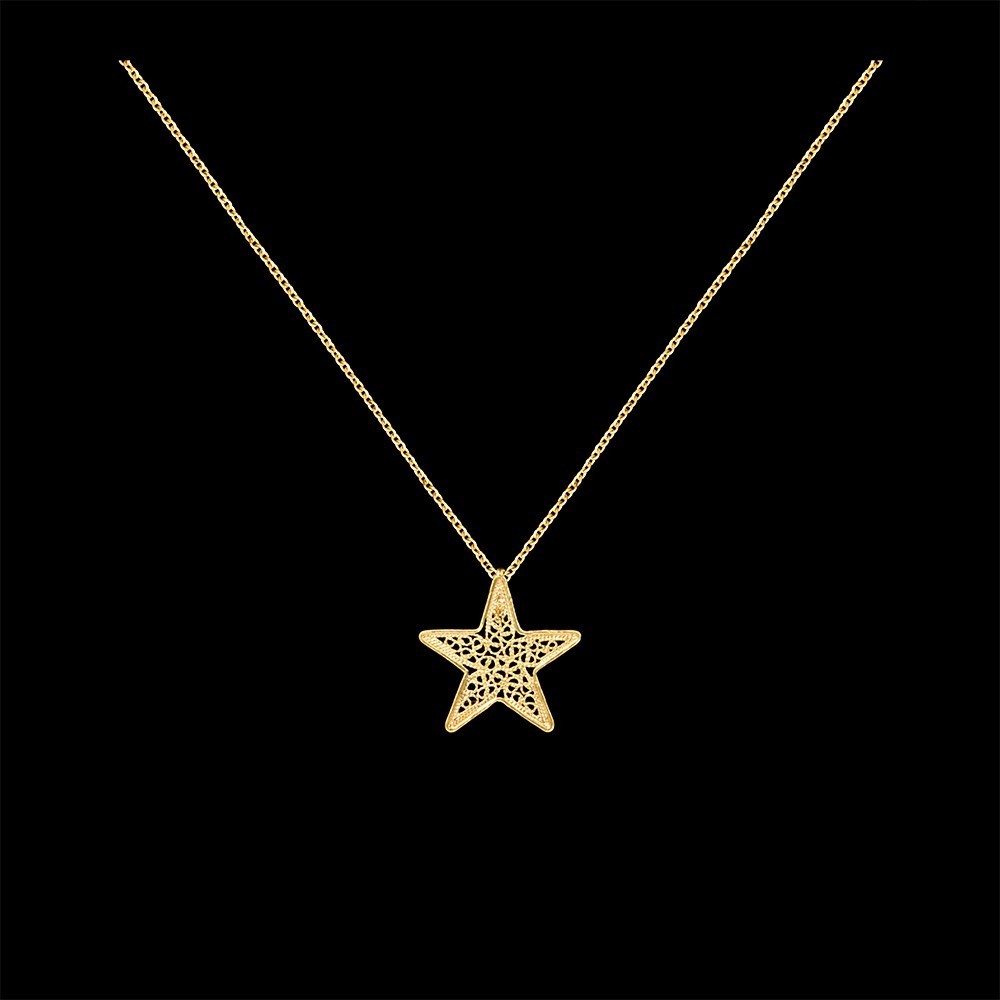 Necklace "Filigree Star" in Silver Gold plated