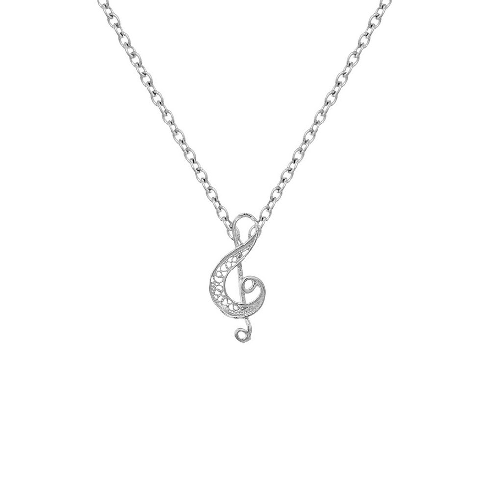 Necklace "Filigree Treble Clef" in Silver