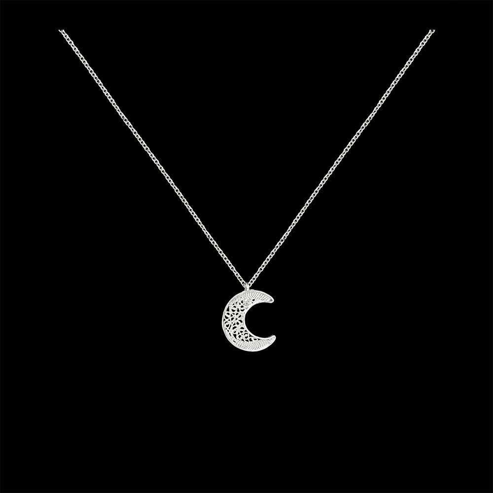 Necklace "Filigree Moon" in Silver