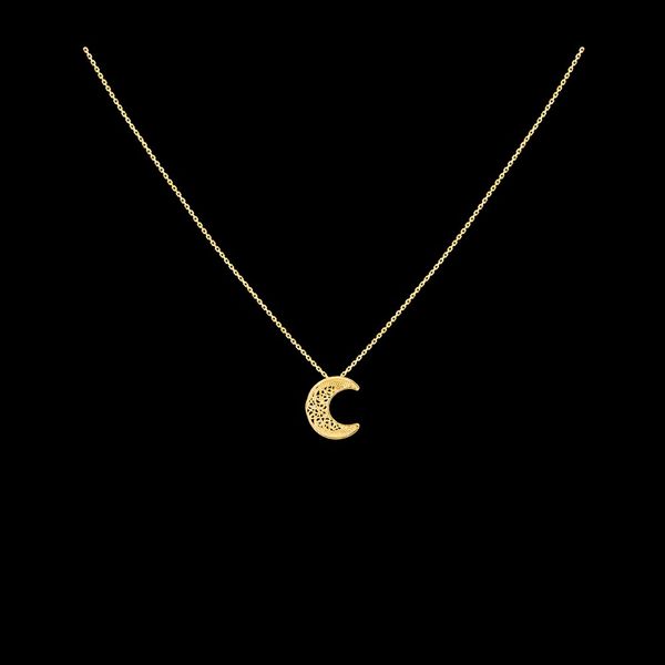 Necklace "Filigree Moon" in Silver Gold plated