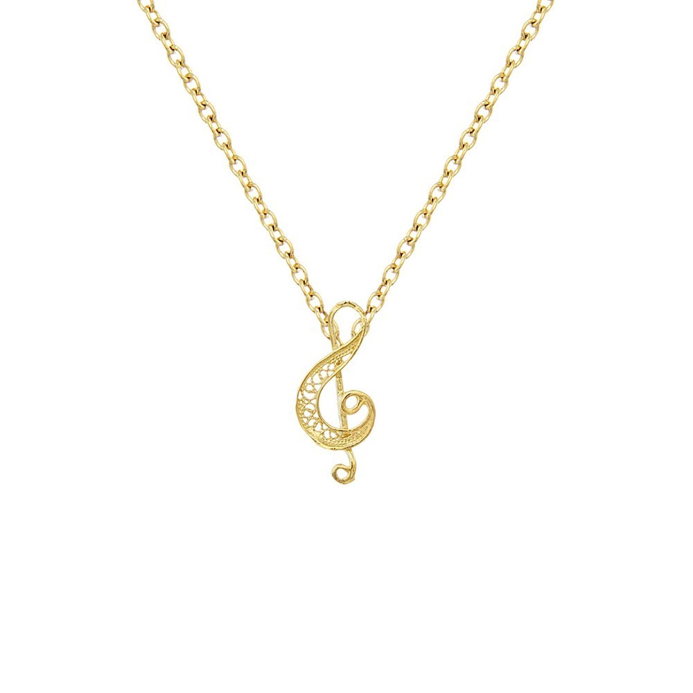Necklace "Filigree Treble Clef" in Silver Gold plated