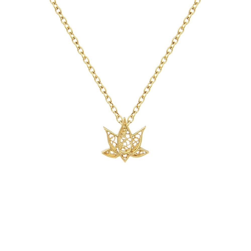 Necklace "Filigree Lotus Flower" in Silver Gold plated