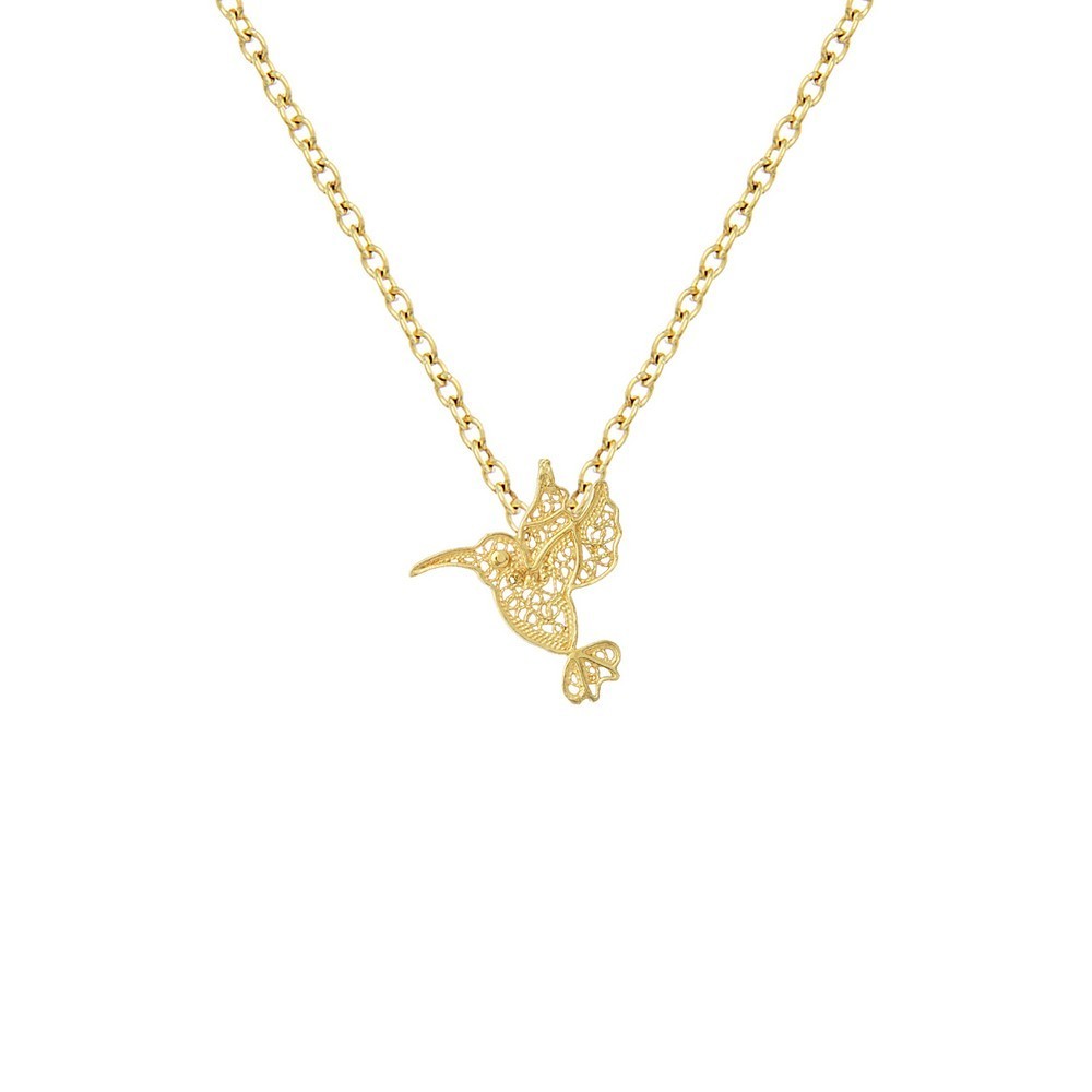 Necklace "Filigree Hummingbird" in Silver Gold plated