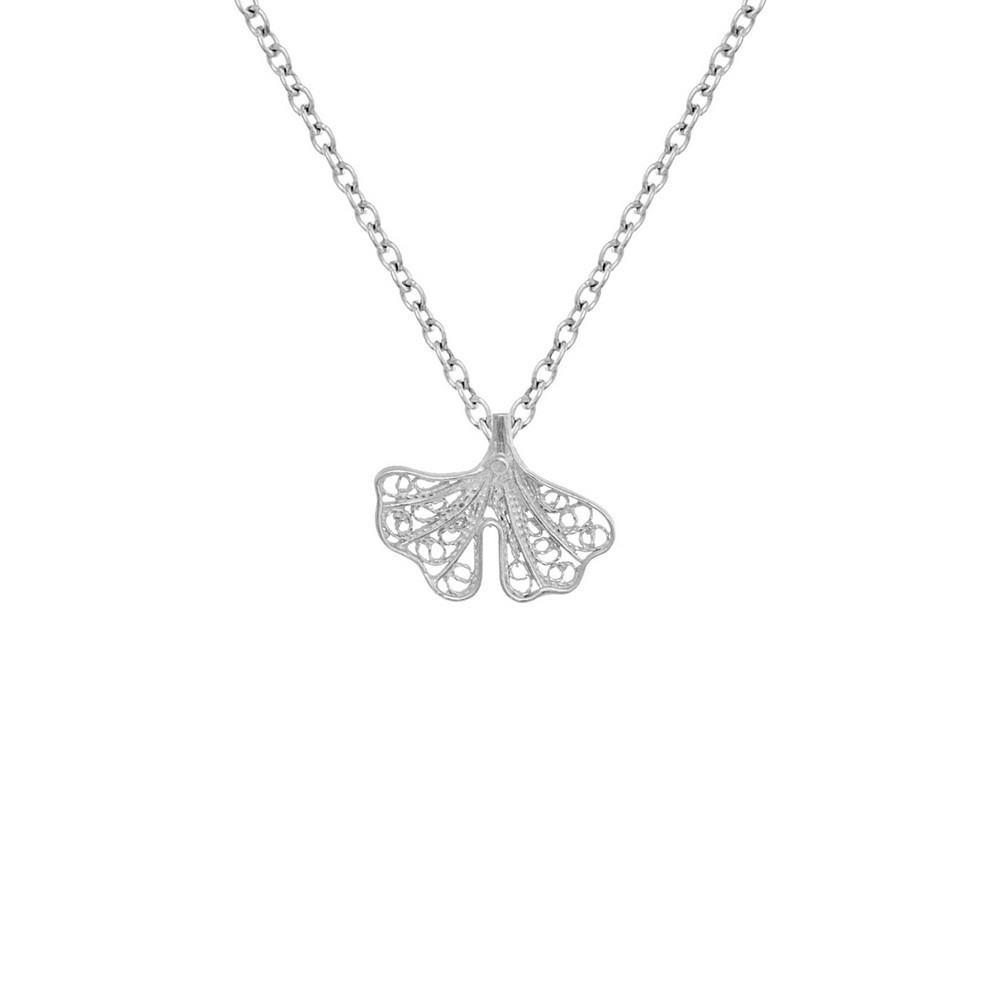 Necklace "Filigree Ginkgo Biloba" in Silver