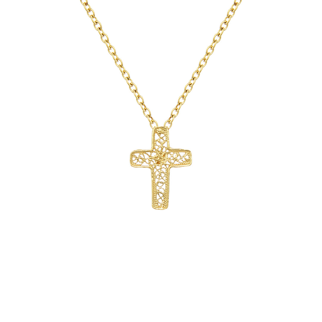 Necklace Filigree Cross in Silver Gold plated