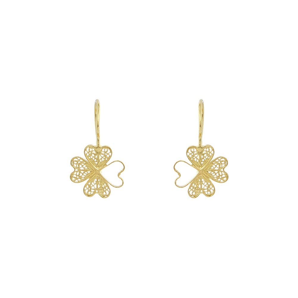 Clover Flower Earrings in Silver Gold Plated Alma e Coração