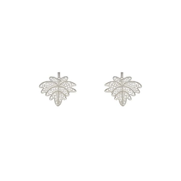 Vine Leaf Fish Earrings in Silver