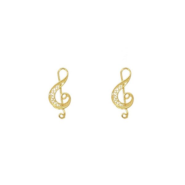 Treble Clef Earrings in Silver Gold Plated