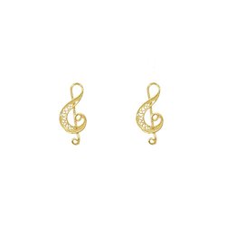 Treble Clef Earrings in Silver Gold Plated