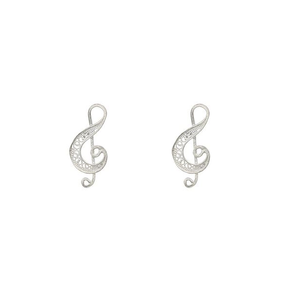 Treble Clef Earrings in Silver