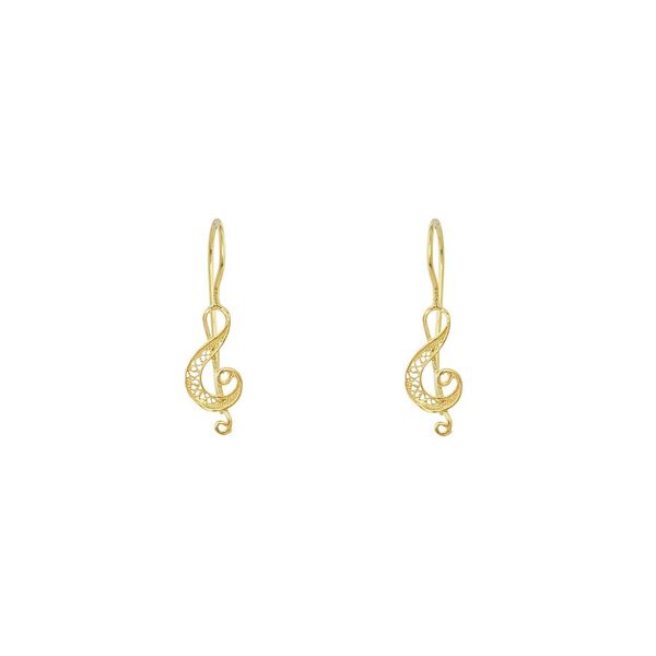 Treble Clef Earrings in Silver Gold Plated