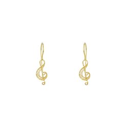 Treble Clef Earrings in Silver Gold Plated