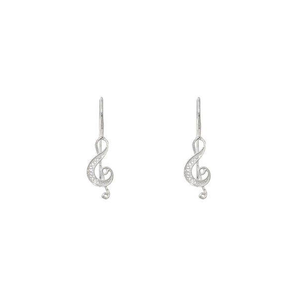 Treble Clef Earrings in Silver